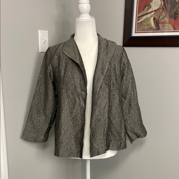 Eileen Fisher Crinkle Pewter Gray Elegant Gray Women's Jacket Size XS Silk - Picture 1 of 5